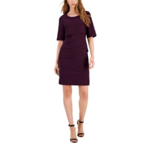Connected Dress 14 Burgundy Wine Sheath Wedding Party Cruise Event Washable New - Picture 1 of 14